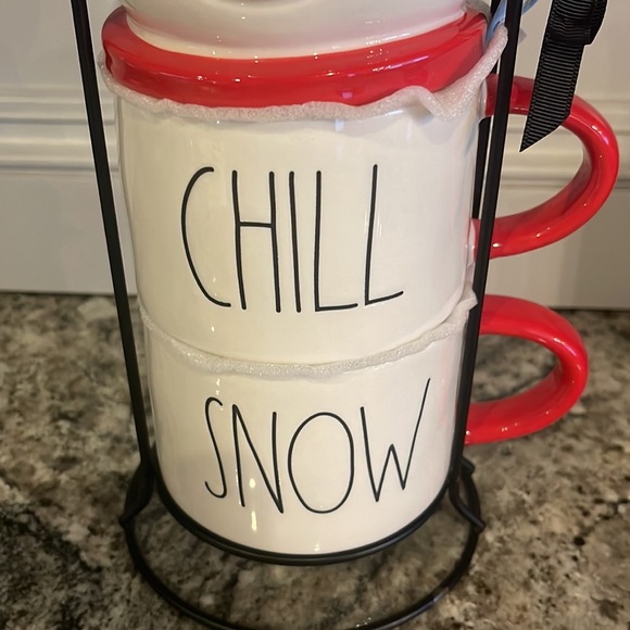 Rae Dunn Frosty the Snowman FROSTY CHILL & SNOW Stackable Mug Set with Stand - Picture 3 of 6